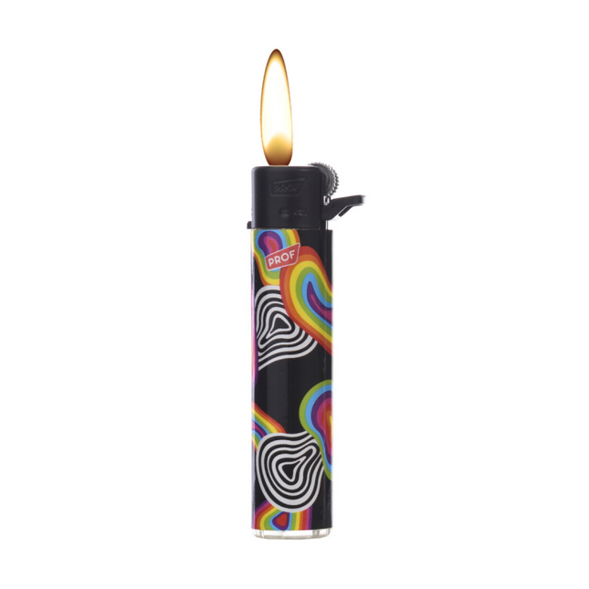 Briquet à flamme design psychédélique, modèle rechargeable et coloré, idéal pour un look unique. Disponible chez Herbeevor.