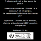 Étiquette des capsules CBD Broad Spectrum Herbeevor avec liste des ingrédients et informations produit