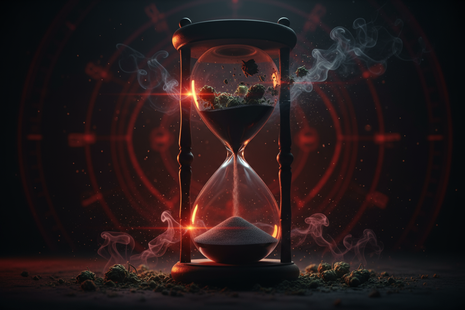 Image blackfriday et fin du cbd à fumer (ne mets aucun texte) : ⏰ Extinction légale dans :
“Après minuit, ces créations disparaissent définitivement.”