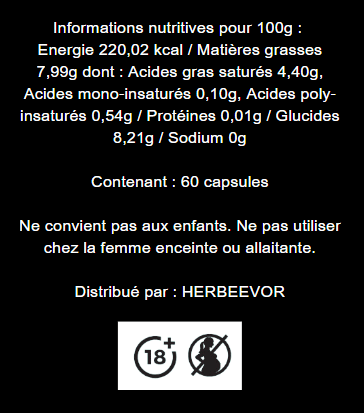 Informations nutritionnelles et conditionnement des capsules CBD Broad Spectrum Herbeevor