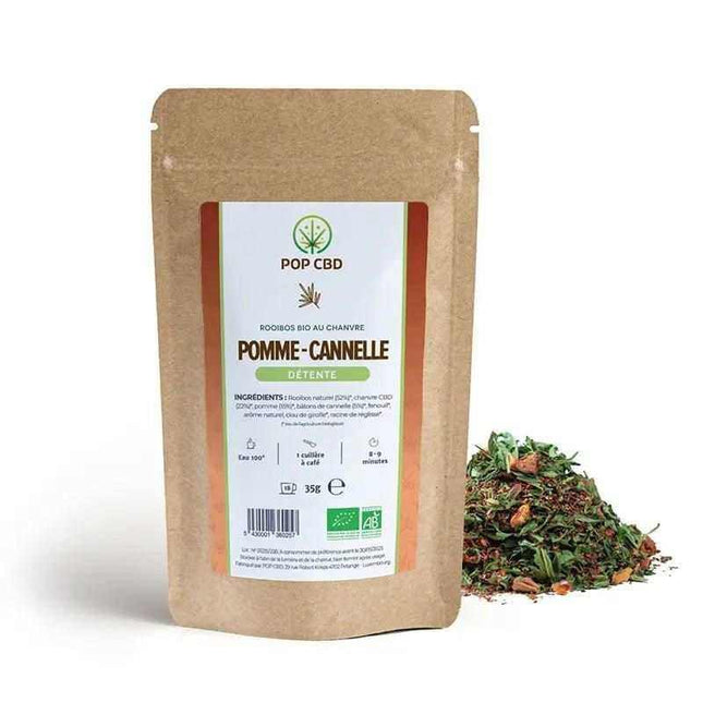 Tisane Bio Détente saveur Pomme Cannelle - POPCBD - HerBeevor