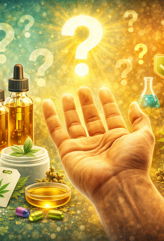 Illustration du choix du CBD idéal avec huiles fleurs et critères de qualité pour guider vers le bon produit CBD